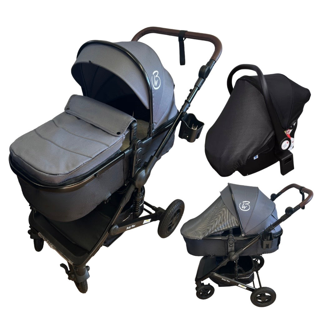 Preorder - Evolve - 3 in 1 Stroller + Bassinet + i-Size Capsule Car Seat Travel System with Mattress + GREY SKIN