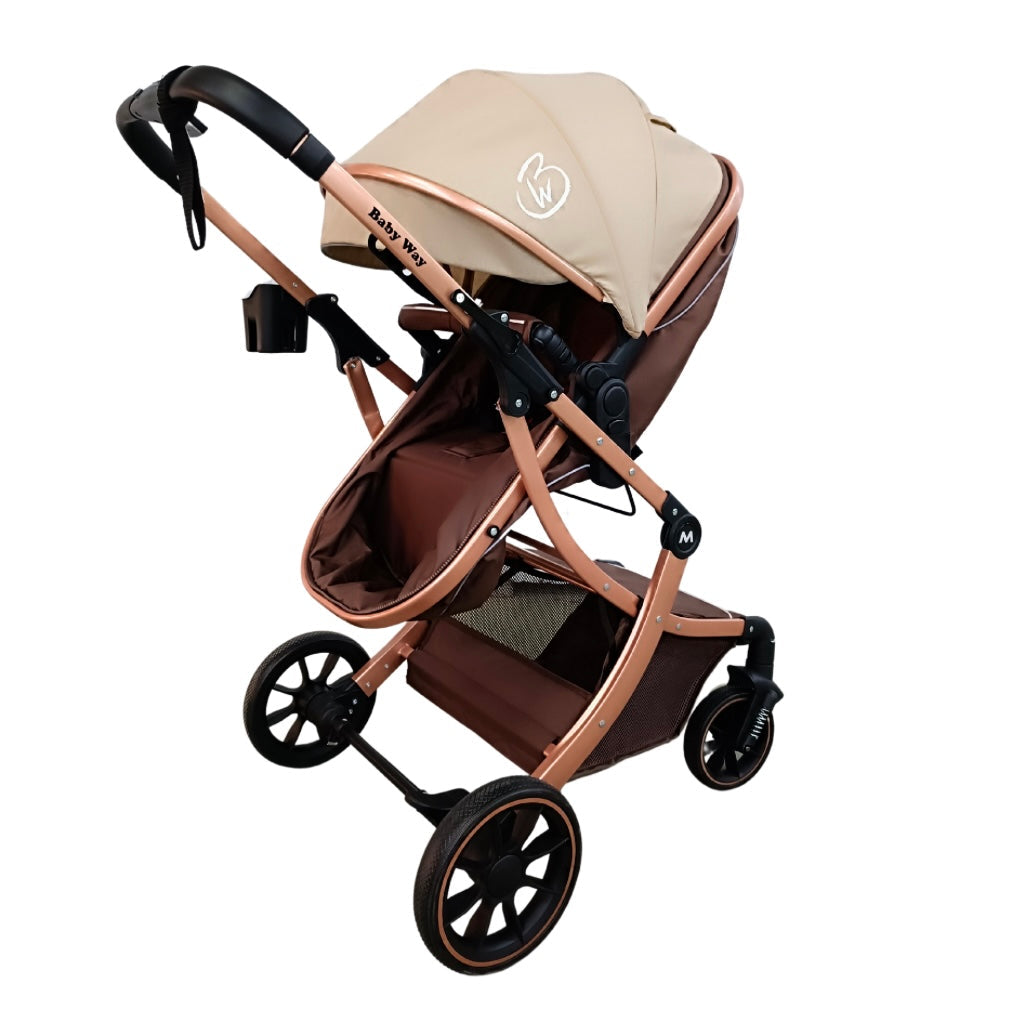 The Mint - 2 in 1 High View Reversible bassinet Stroller for 0-3 years KHAKI