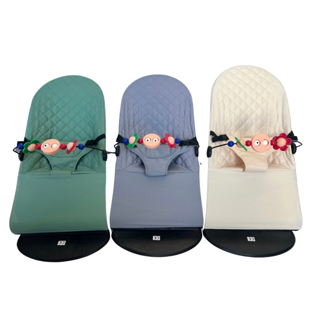 Baby Rocker Bouncer Chair with Soothing Vibration and Toy Bar