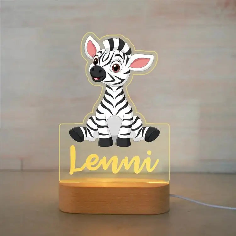 Personalized Animal Night Light - Custom Name LED Lamp for Nursery