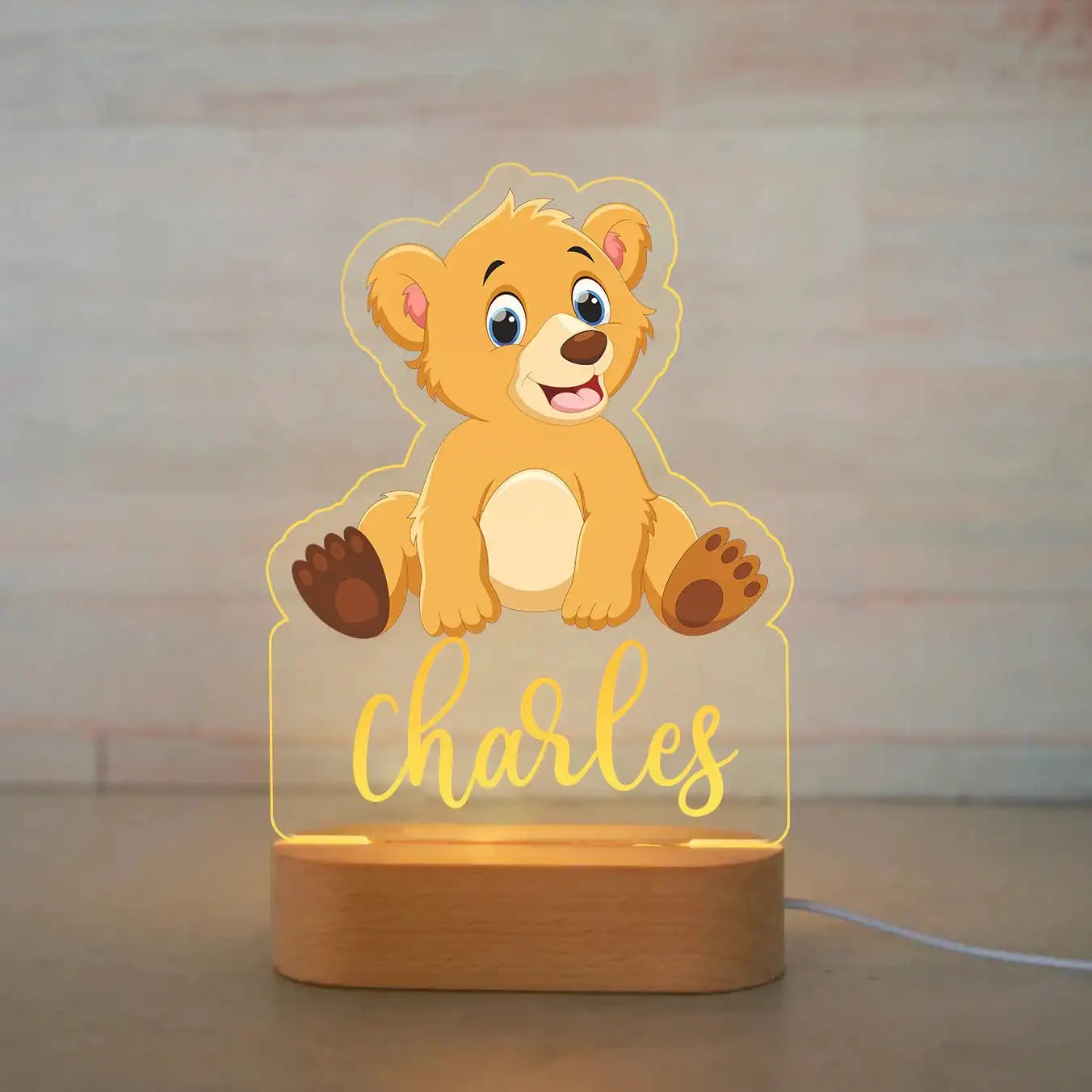 Personalized Animal Night Light - Custom Name LED Lamp for Nursery