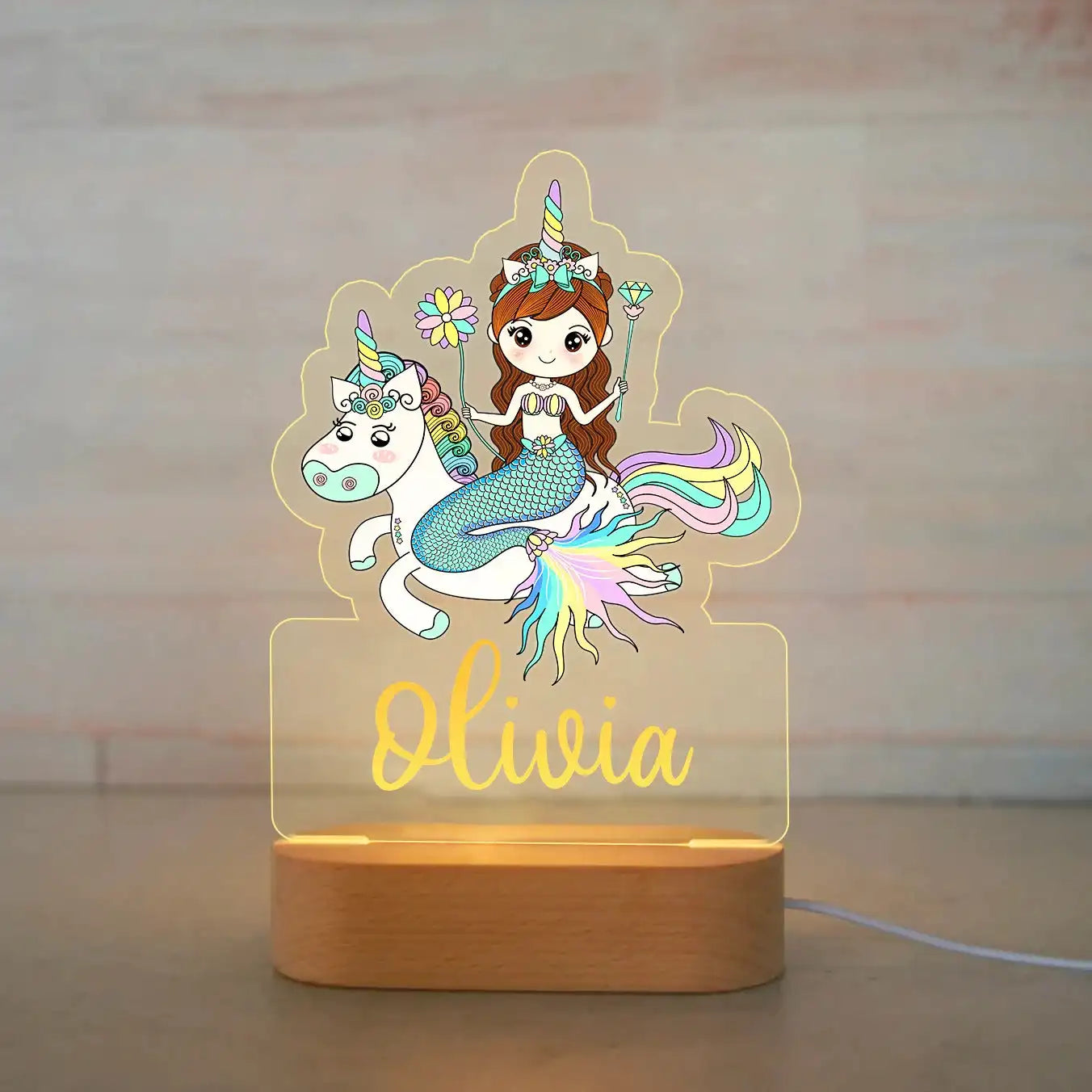 Personalized Animal Night Light - Custom Name LED Lamp for Nursery