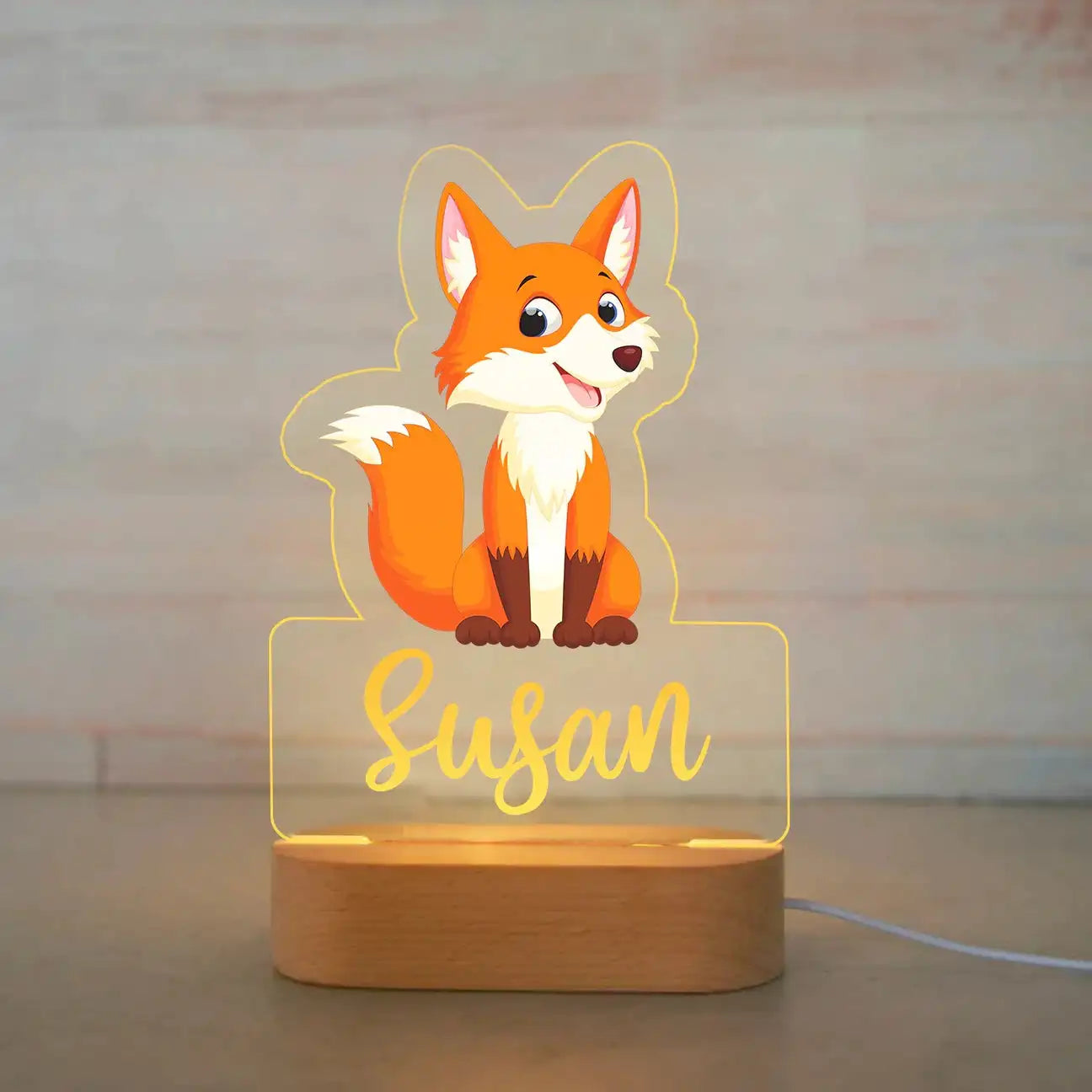 Personalized Animal Night Light - Custom Name LED Lamp for Nursery