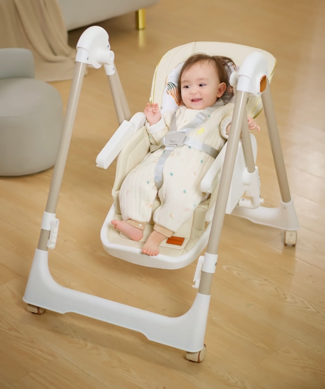 Jupiter Beige 2-in-1 High Chair & Swing