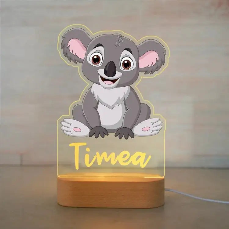 Personalized Animal Night Light - Custom Name LED Lamp for Nursery