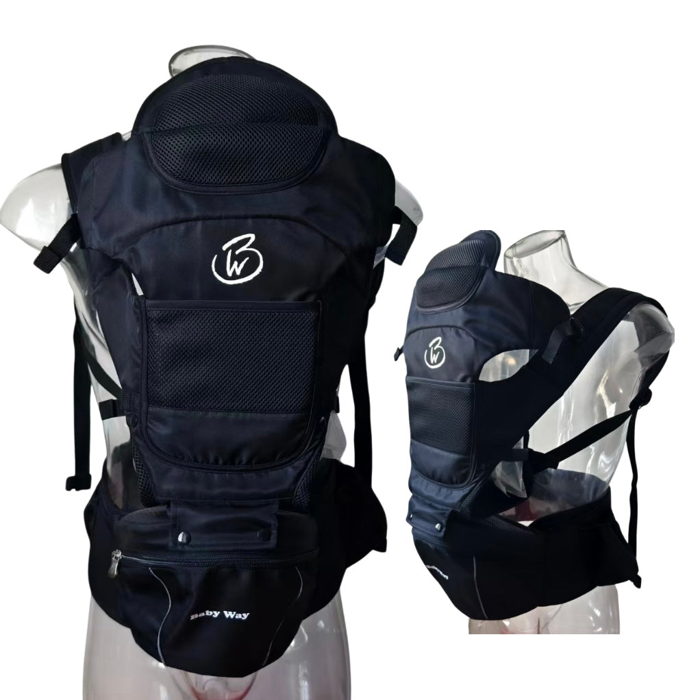 Ergonomic Multi-Function Baby Carrier with Hip Seat | 0-36 Months - BLACK