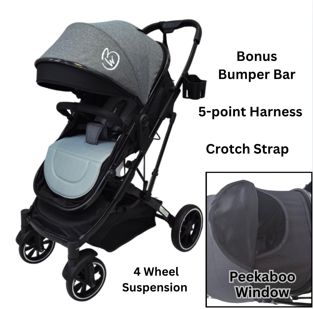 Gold Series 3-in-1 Travel System - Bassinet, Stroller & Car Capsule - Grey/Black