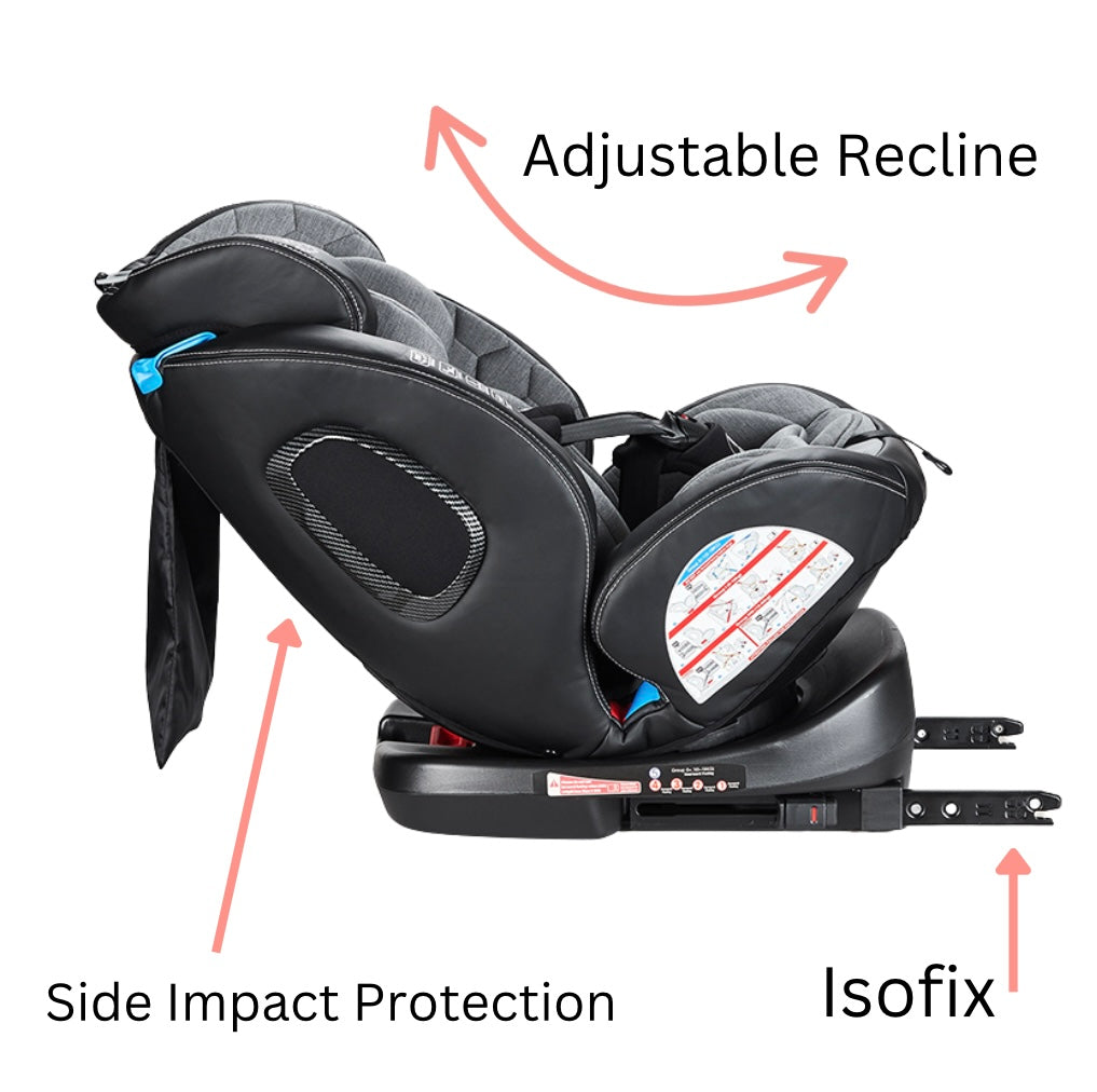 Safeguard 360 Rotating and Convertible Car Seat with Leg Support - Grey