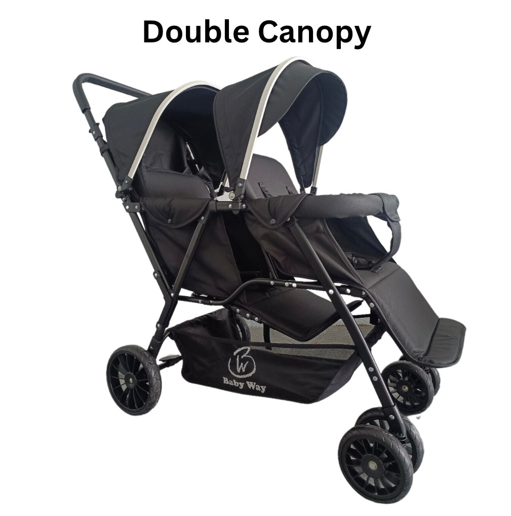 Baby Way Duo Lite - Tandem Double Stroller with Rain Cover