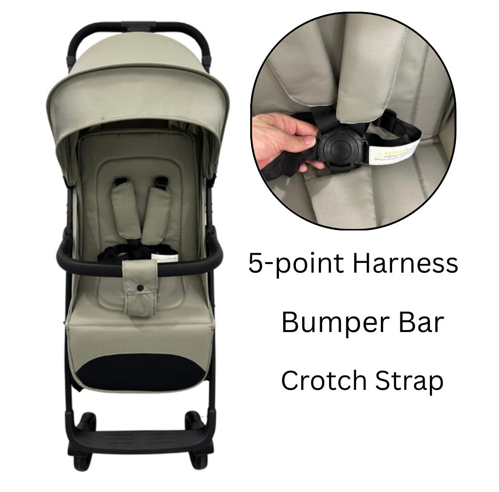 Roam Compact Travel-Friendly Stroller with Extended Canopy - SAND