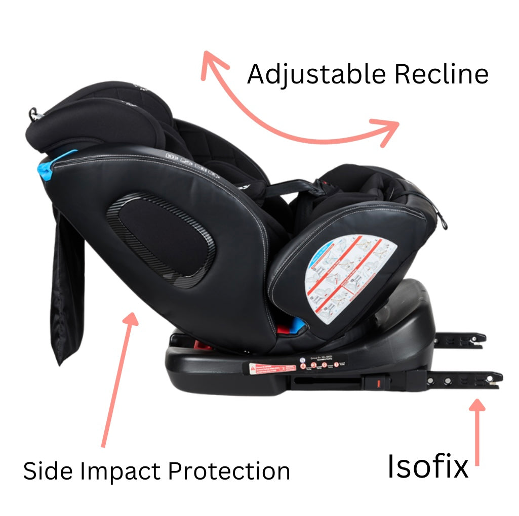 Royal 360 Rotating and Convertible Car Seat with ISOFIX and Leg Support - BLACK