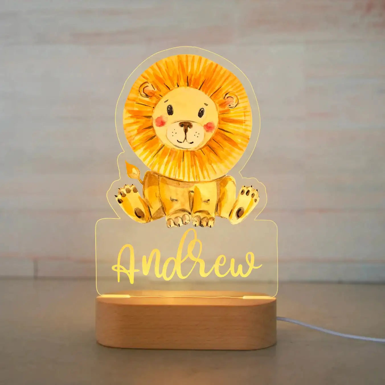 Personalized Animal Night Light - Custom Name LED Lamp for Nursery