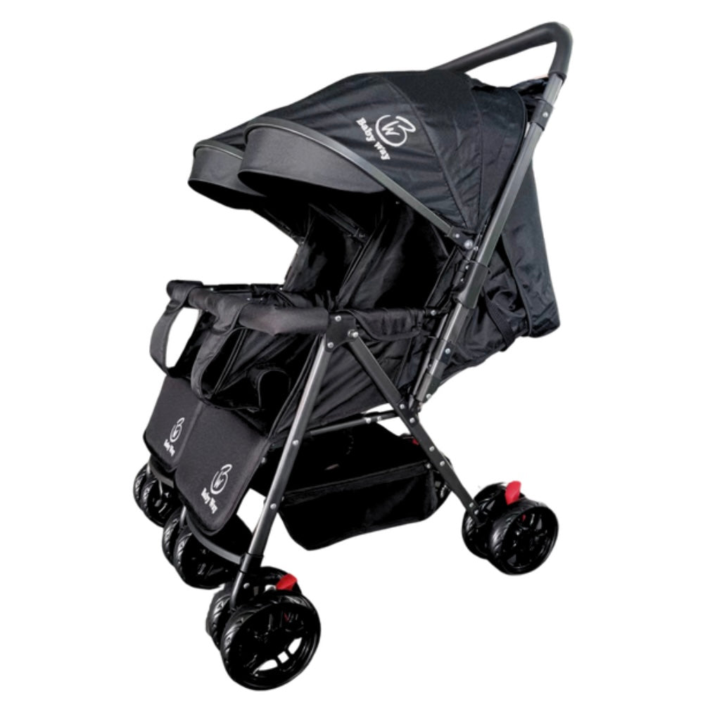 Preorder - Black 2-Way Folding Compact Double / Twin Stroller + Rain Cover