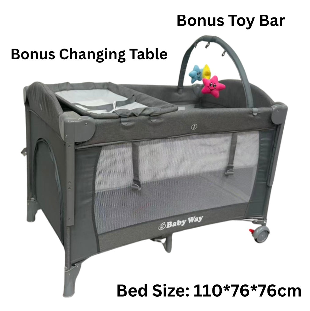 5-in-1 Portable Co-Sleeper Bed with Changing Table and Toy Bar