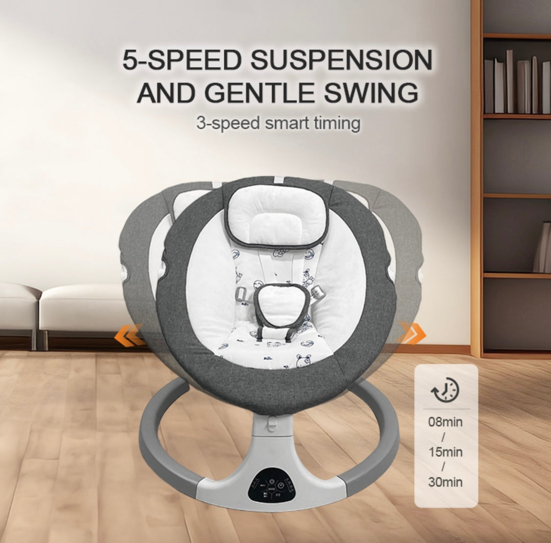 Electric Baby Swing & Bouncer 2-in-1 with Remote Control - Rocker Dining Seat