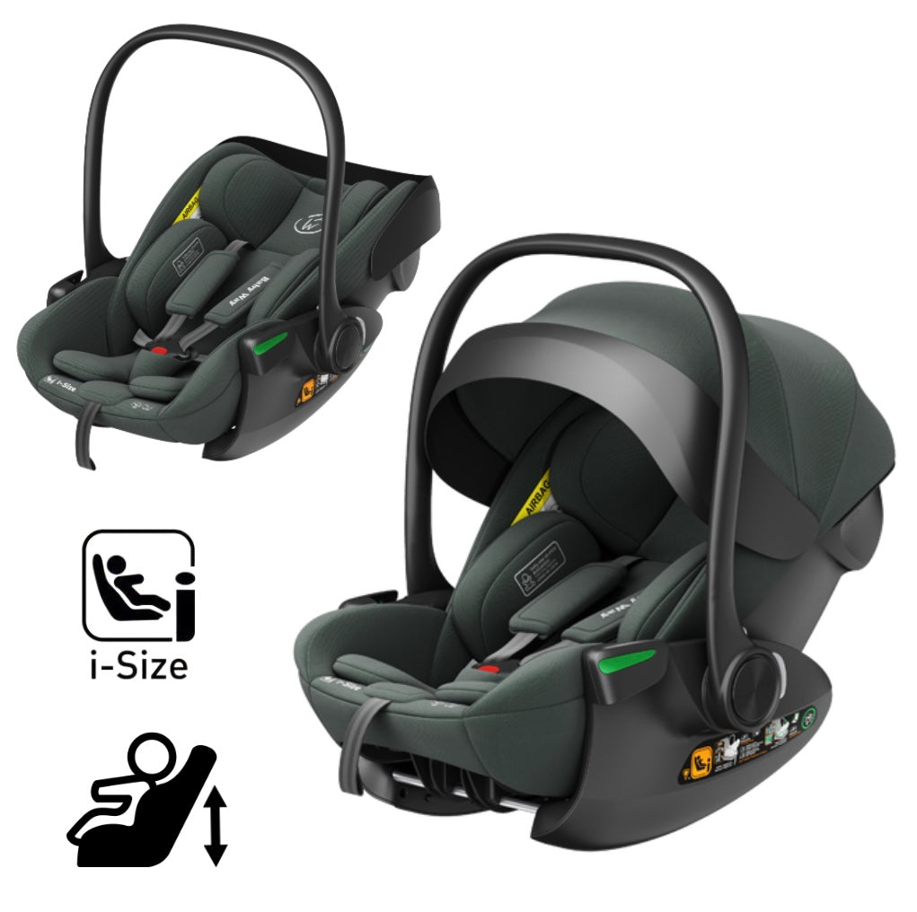 Crown i-Size Reclining Capsule Car Seat and ISOFIX 360 Rotating Capsule Base - OLIVE