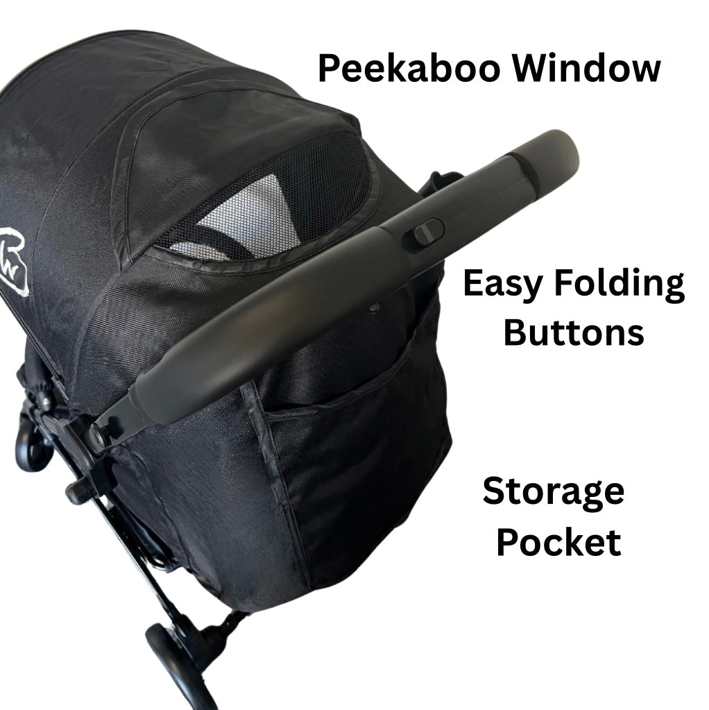 Compact Travel Stroller – Lightweight Folding Pram with Cup Holder (Black)