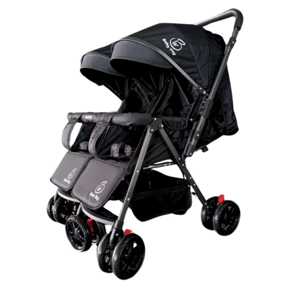 Preorder - Black 2-Way Folding Compact Double / Twin Stroller + Rain Cover