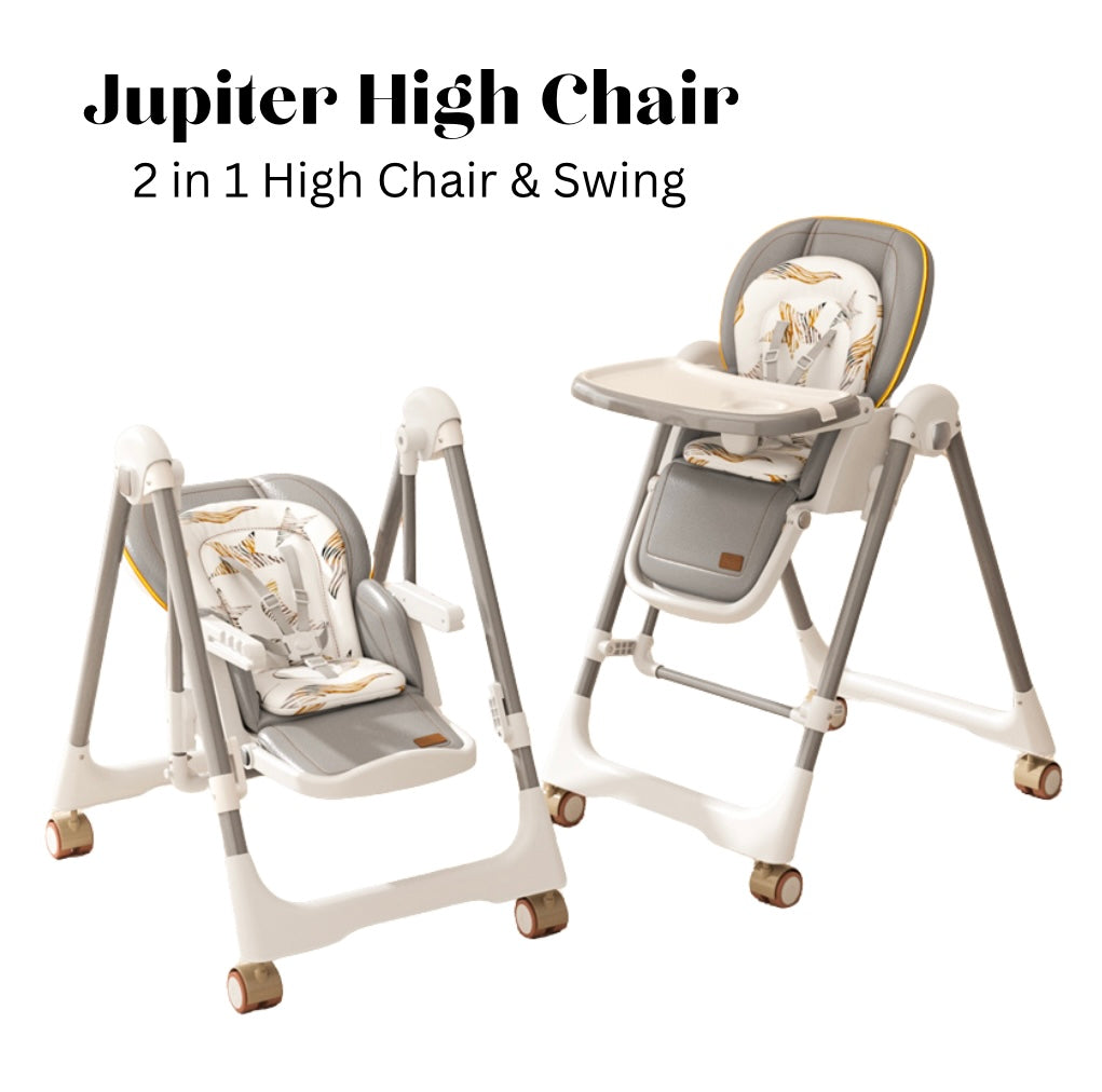 Jupiter Grey 2-in-1 Baby High Chair & Swing