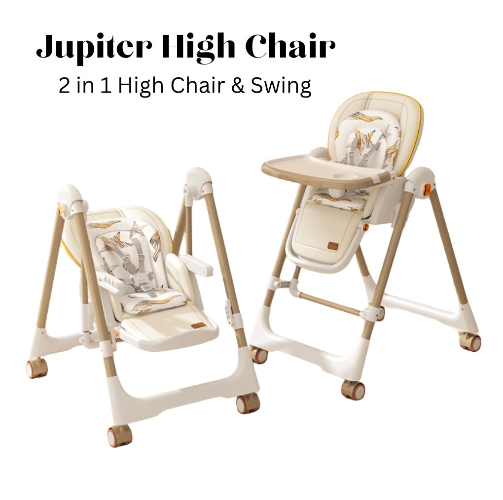 Jupiter Beige 2-in-1 High Chair & Swing