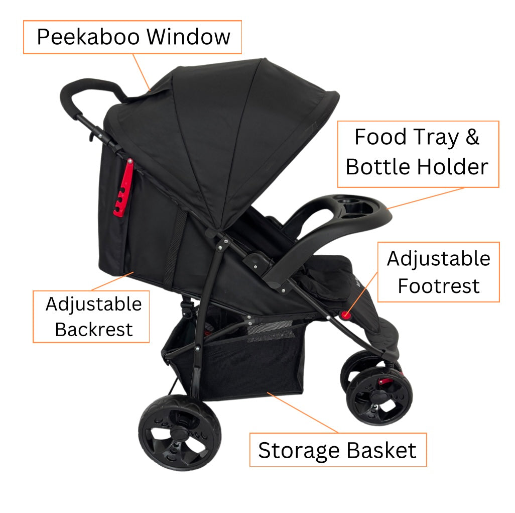 Explorer 3-Wheeler Stroller & Capsule Travel System – Complete with Food Tray & Liner