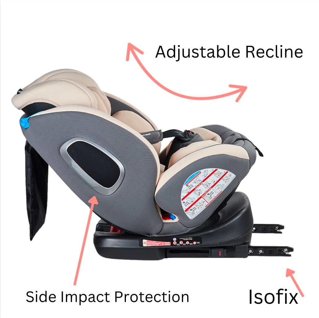 SafeHalo 360° Rotating i-Size Car Seat with ISOFIX – All Ages (Khaki)