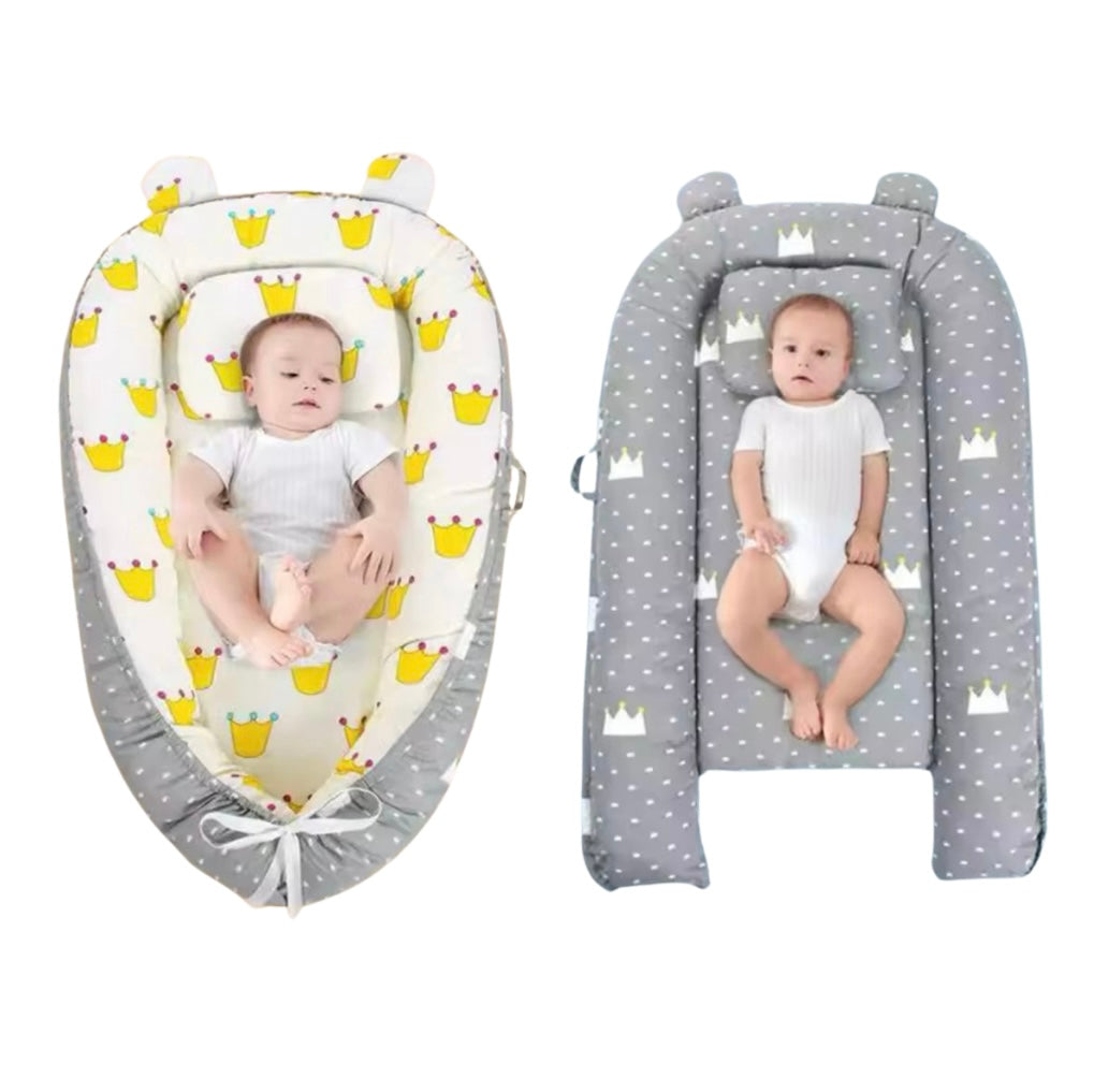 Reversible Baby Lounger with Pillow – Adjustable Portable Baby Bed & Bassinet