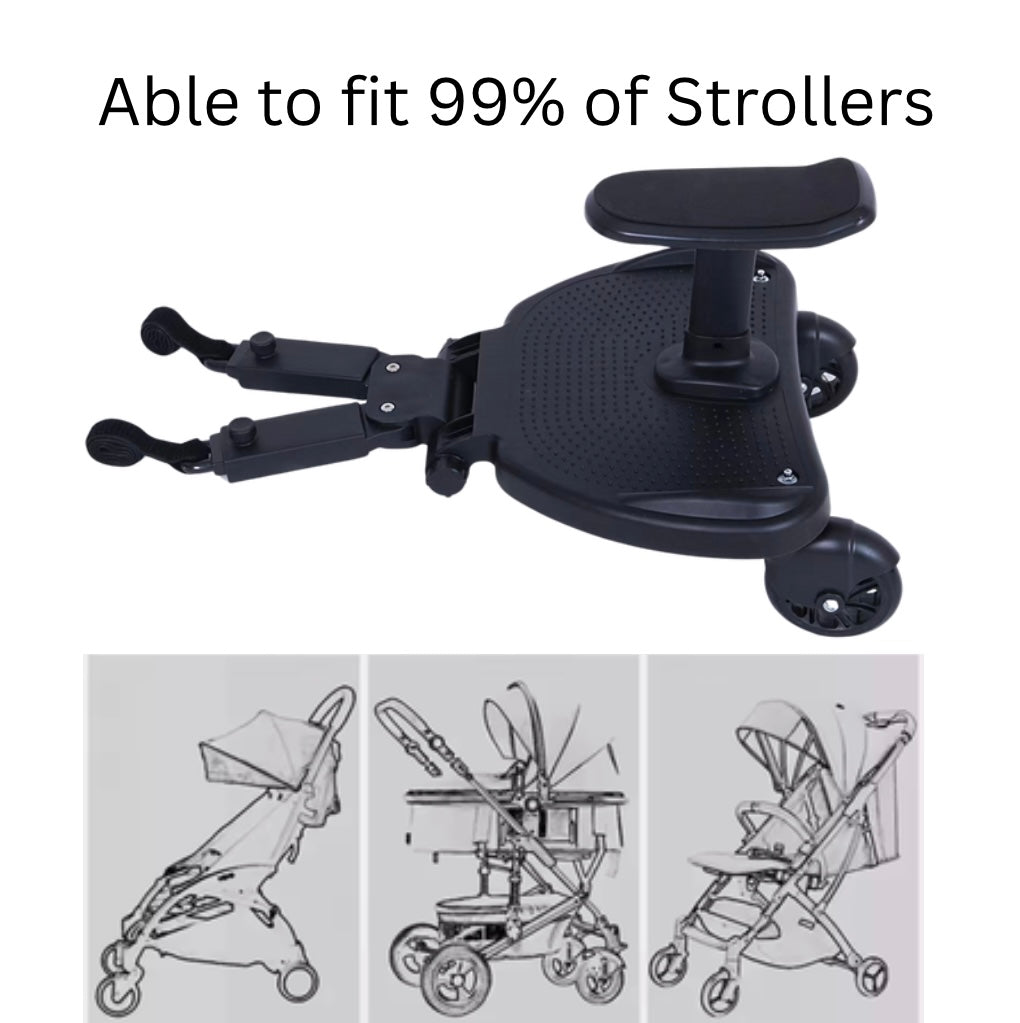 Universal Stroller Ride-On Board with Seat and Strap Holder