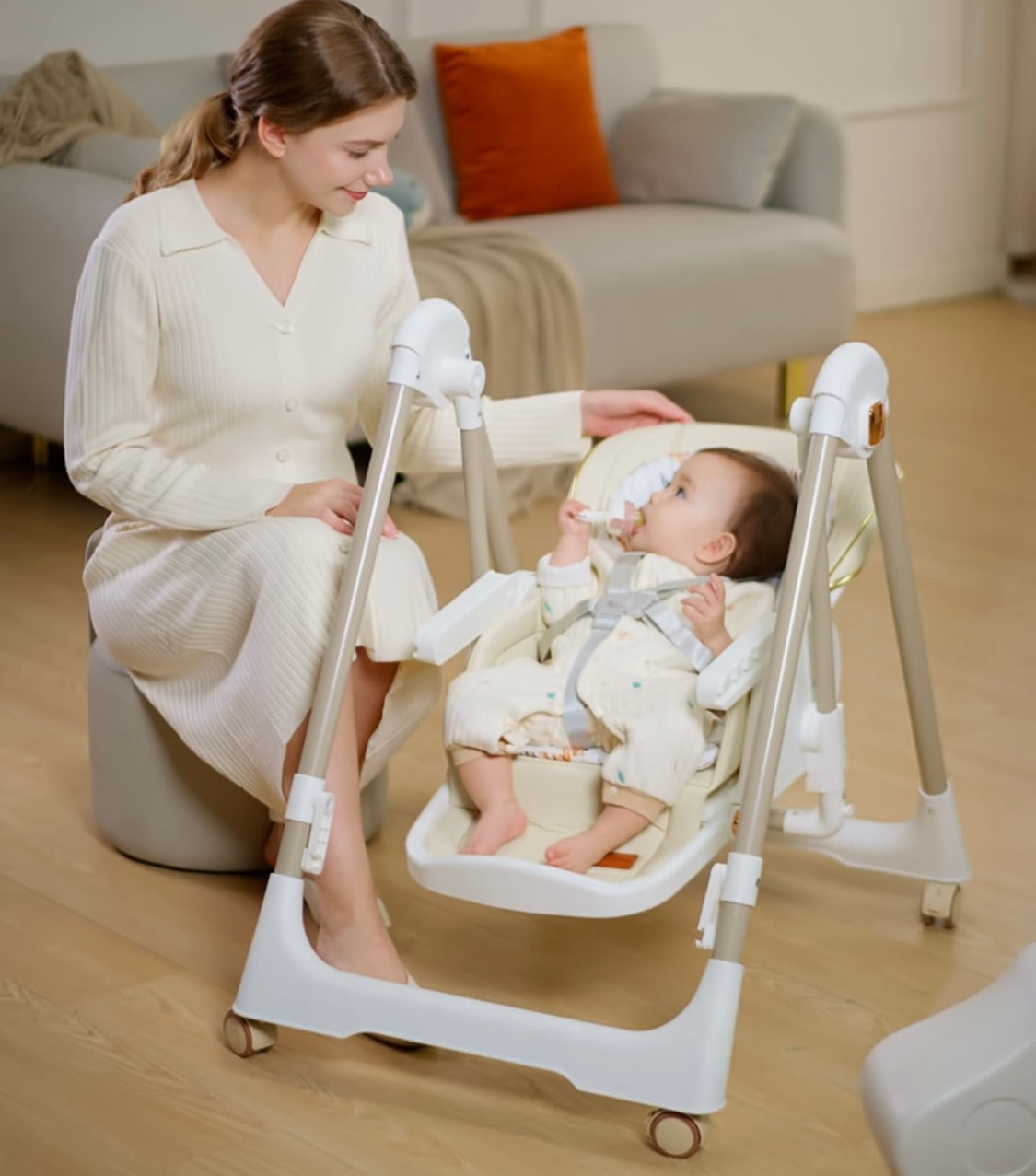 Jupiter Grey 2-in-1 Baby High Chair & Swing