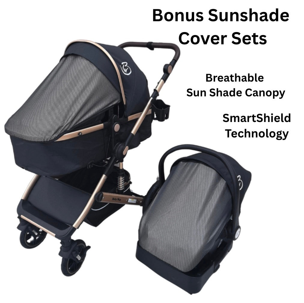 Preorder - Supra - 3 in 1 Stroller + Bassinet + Capsule Car Seat Travel System with Mattress and Grey Skin