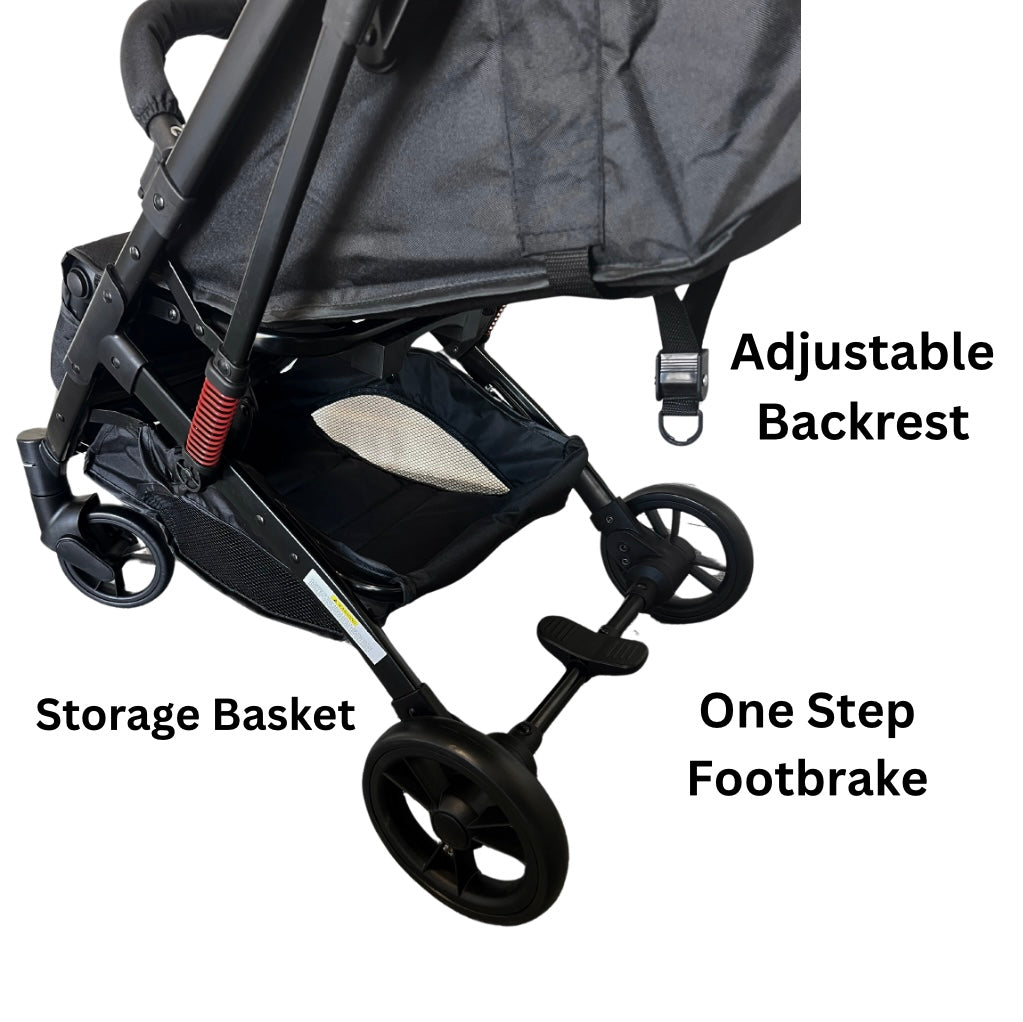 Compact Travel Stroller – Lightweight Folding Pram with Cup Holder (Black)