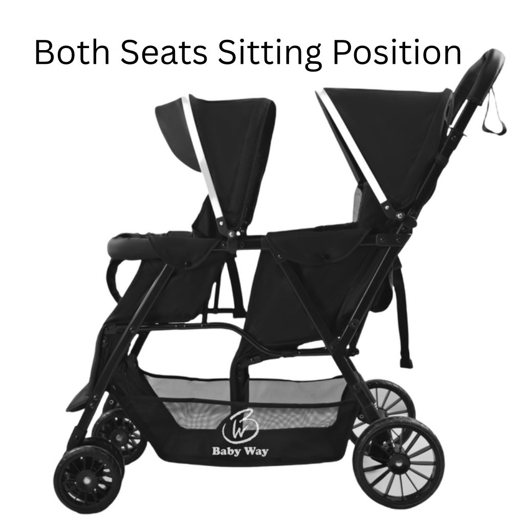 Baby Way Duo Lite - Tandem Double Stroller with Rain Cover