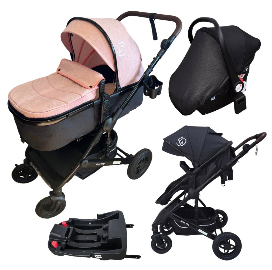 Preorder - Evolve - 3 in 1 Stroller + Bassinet + i-Size Capsule Car Seat Travel System with Mattress + Pink Skin