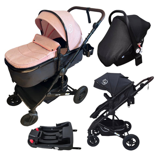 Preorder - Evolve - 3 in 1 Stroller + Bassinet + i-Size Capsule Car Seat Travel System with Mattress + Pink Skin