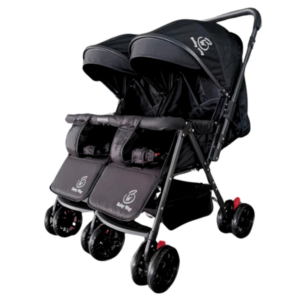 Preorder - Black 2-Way Folding Compact Double / Twin Stroller + Rain Cover