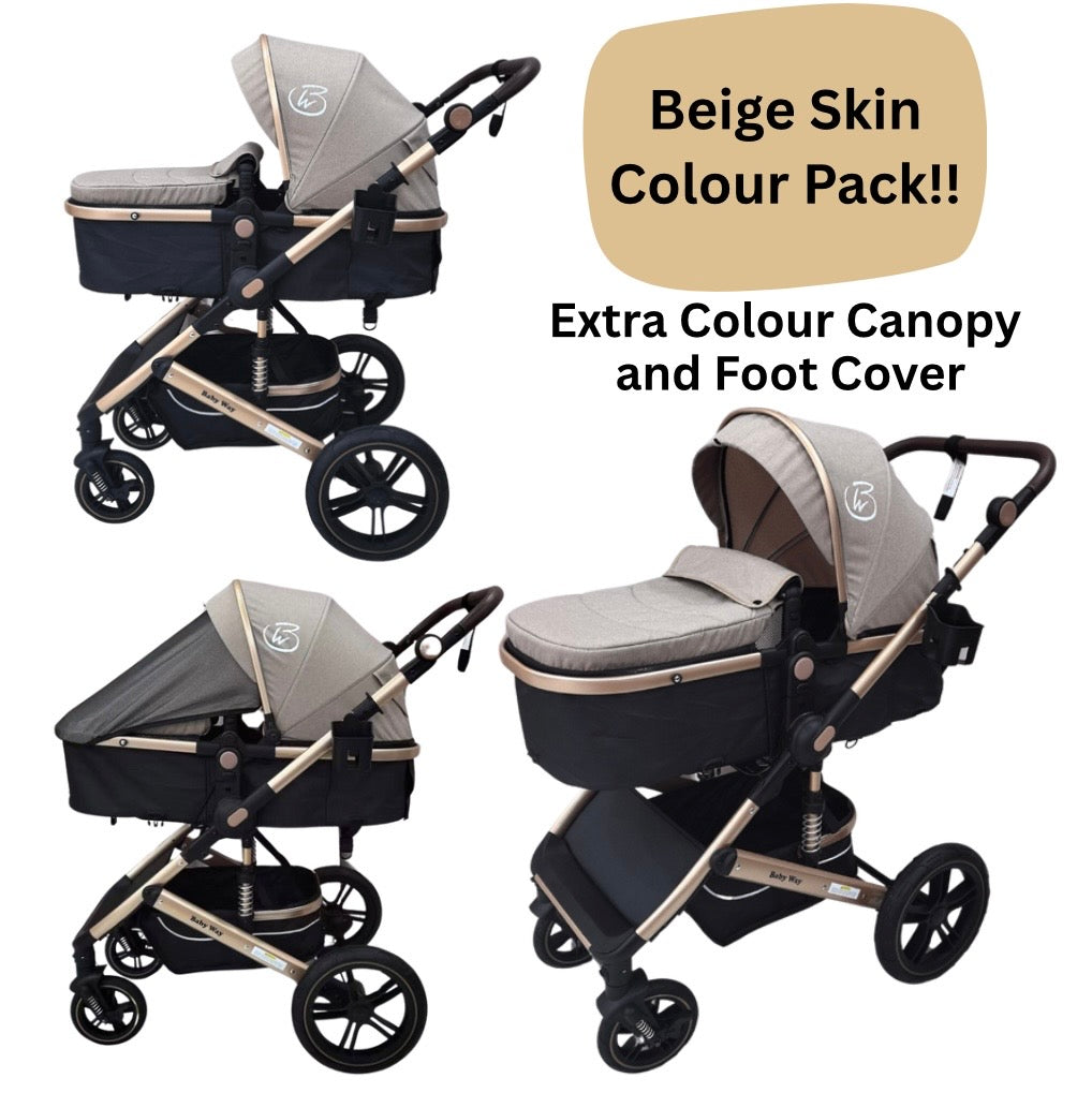 Preorder - Supra - 3 in 1 Stroller + Bassinet + Capsule Car Seat Travel System with Mattress and Beige Skin