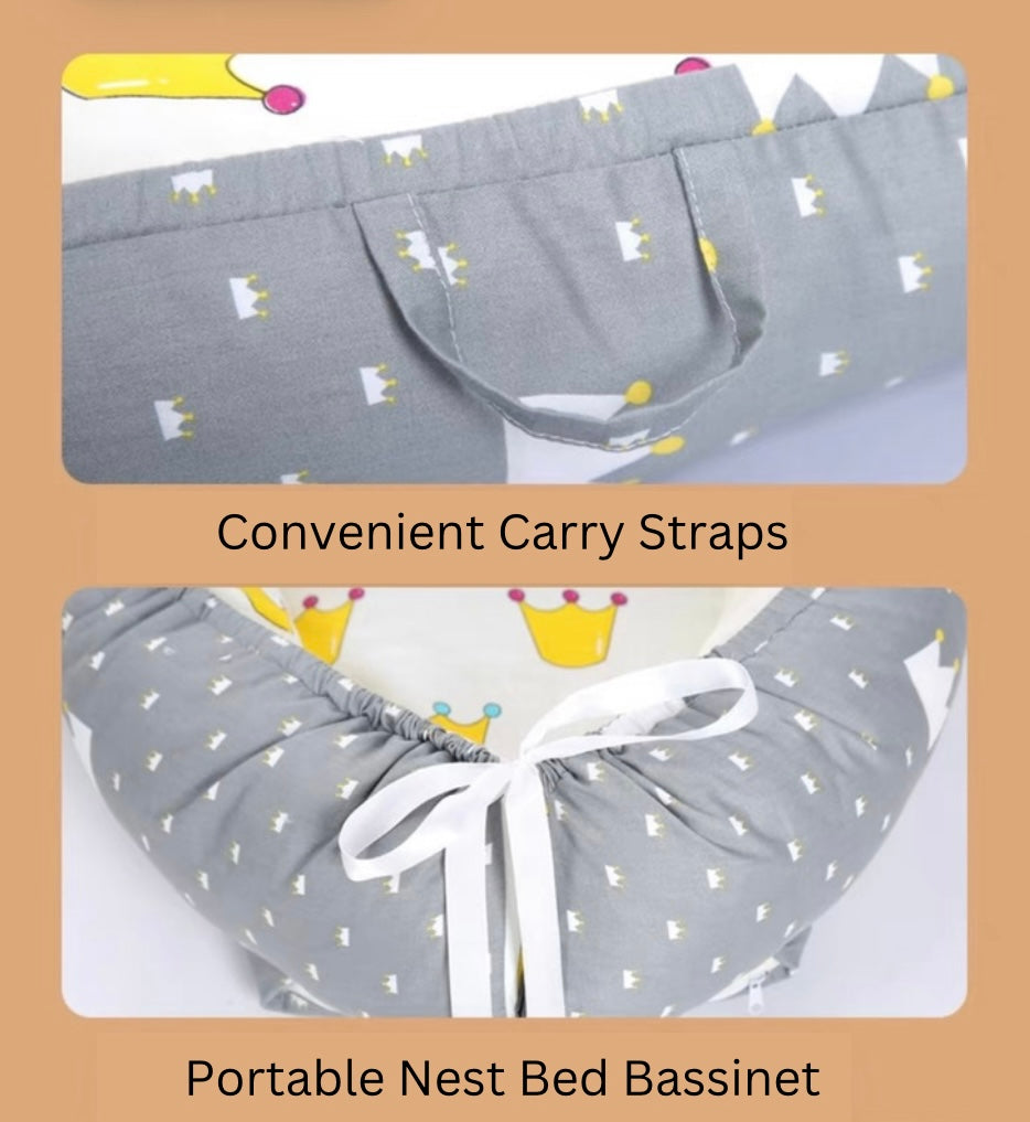 Reversible Baby Lounger with Pillow – Adjustable Portable Baby Bed & Bassinet