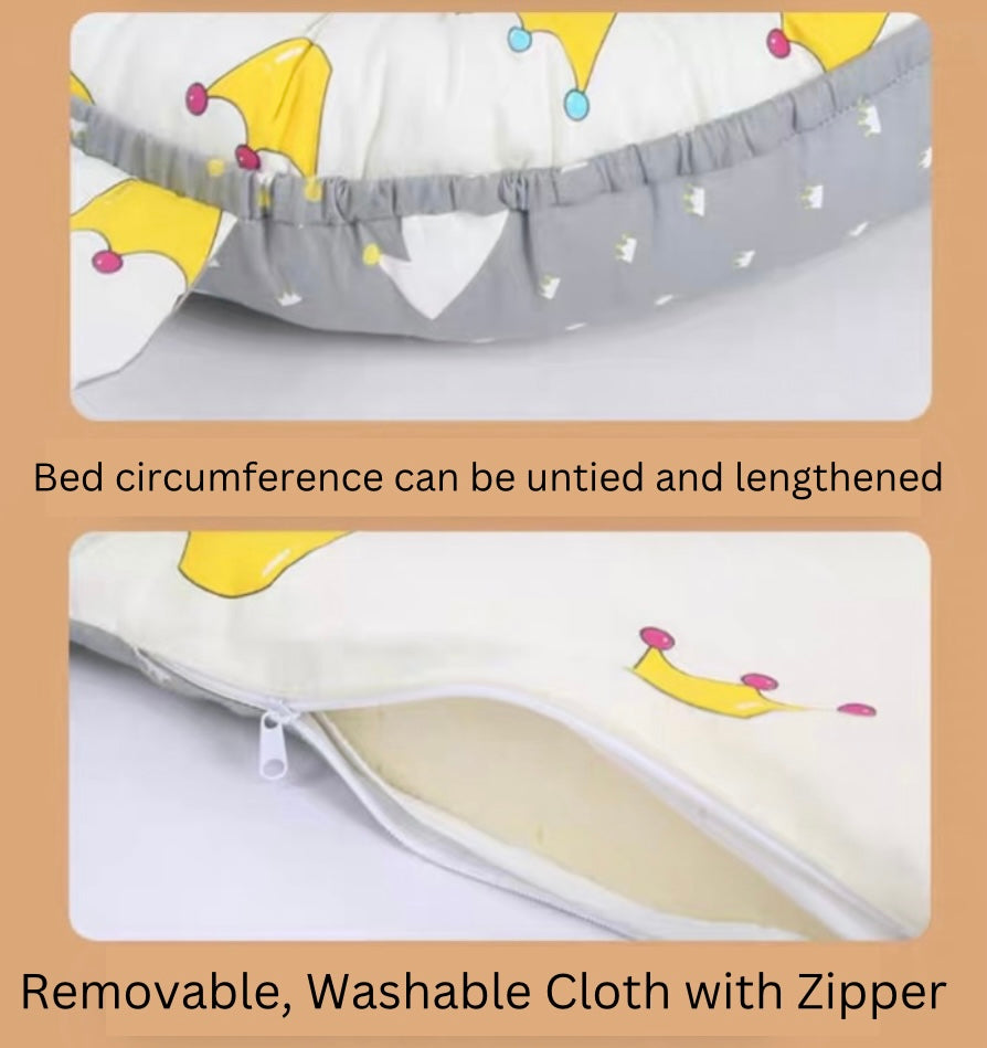 Reversible Baby Lounger with Pillow – Adjustable Portable Baby Bed & Bassinet