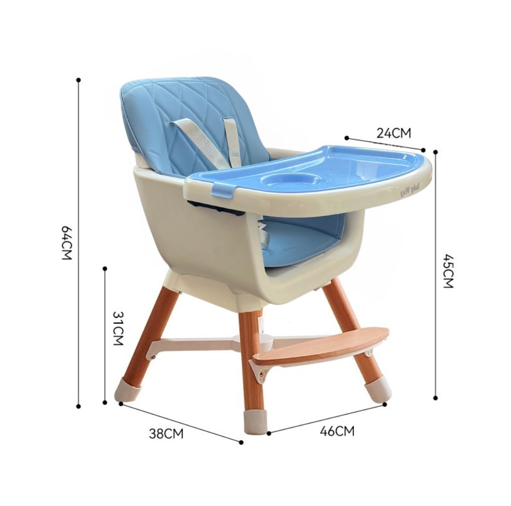 Willow Natural Beech Wood  2 in 1 Children High Chair - BLUE