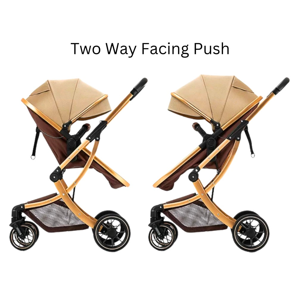 The Mint - 2 in 1 High View Reversible bassinet Stroller for 0-3 years KHAKI