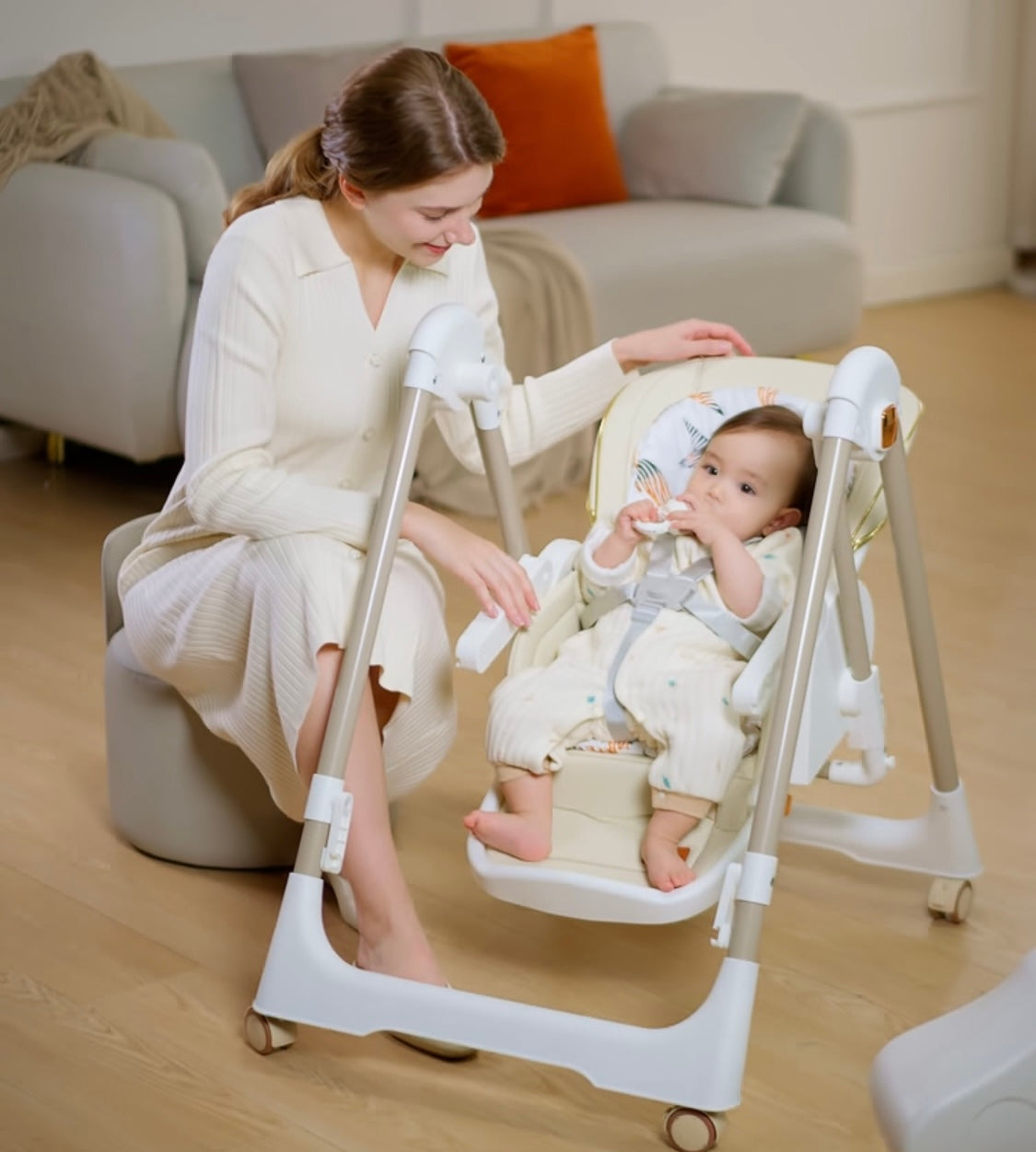 Jupiter Grey 2-in-1 Baby High Chair & Swing