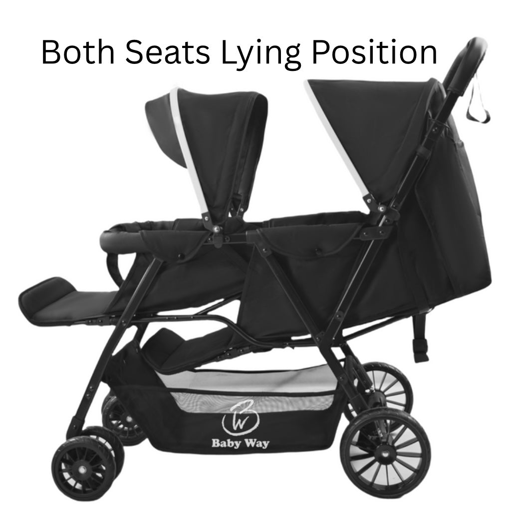 Baby Way Duo Lite - Tandem Double Stroller with Rain Cover