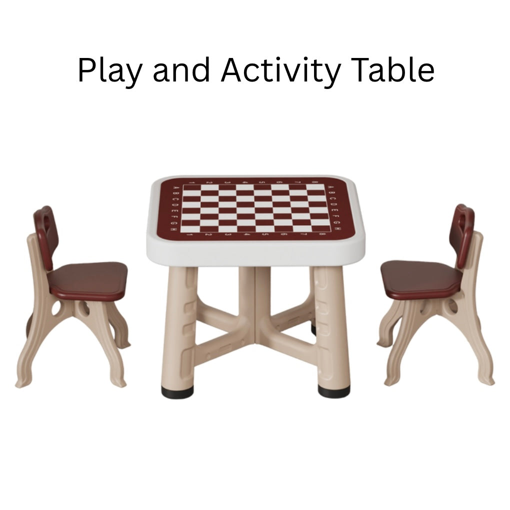 Kids Activity Table and 4 Chairs Set with Storage and Game Board