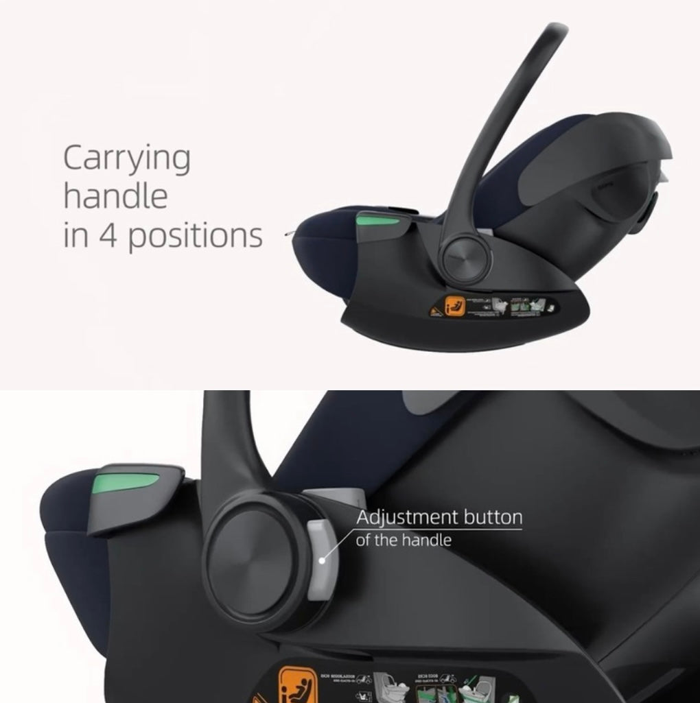 Crown i-Size Reclining Capsule Car Seat + 360 Rotating ISOFIX Base - BLACK