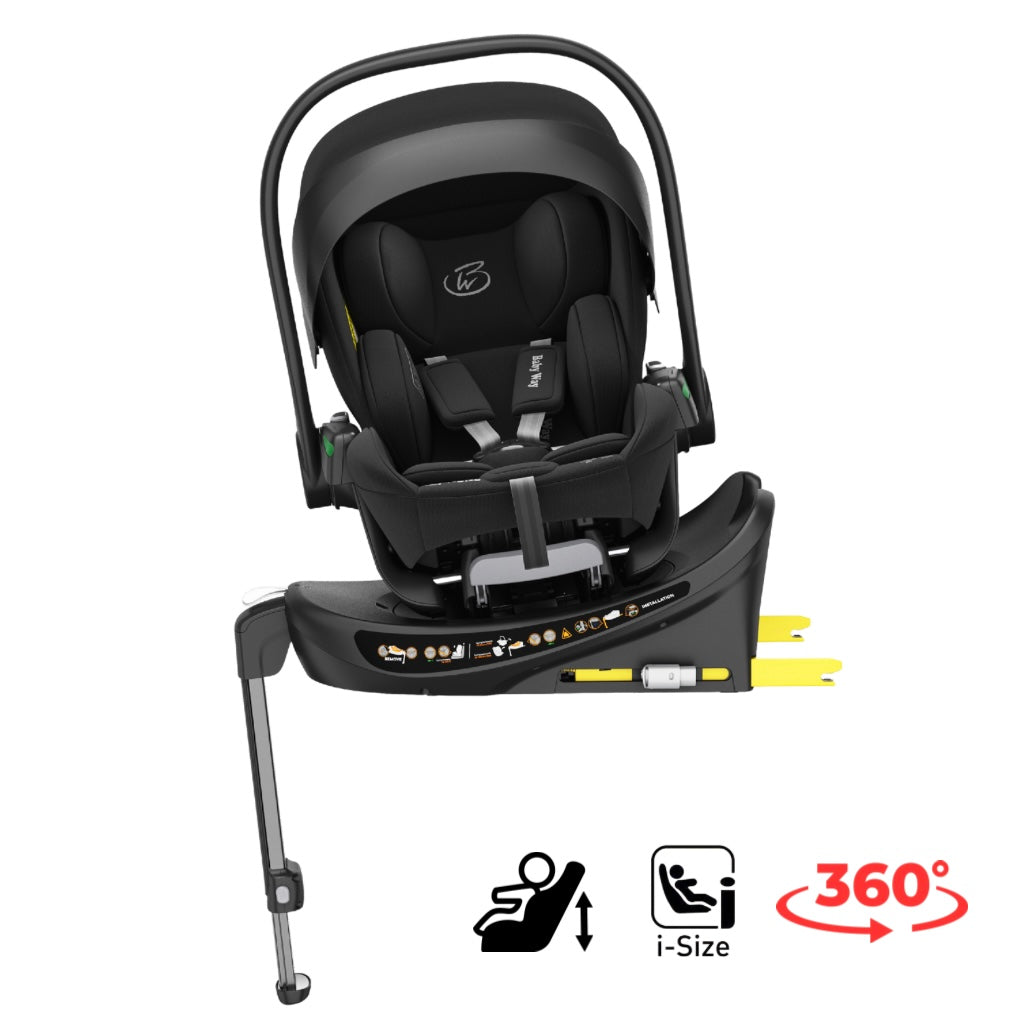 Crown i-Size Reclining Capsule Car Seat + 360 Rotating ISOFIX Base - BLACK