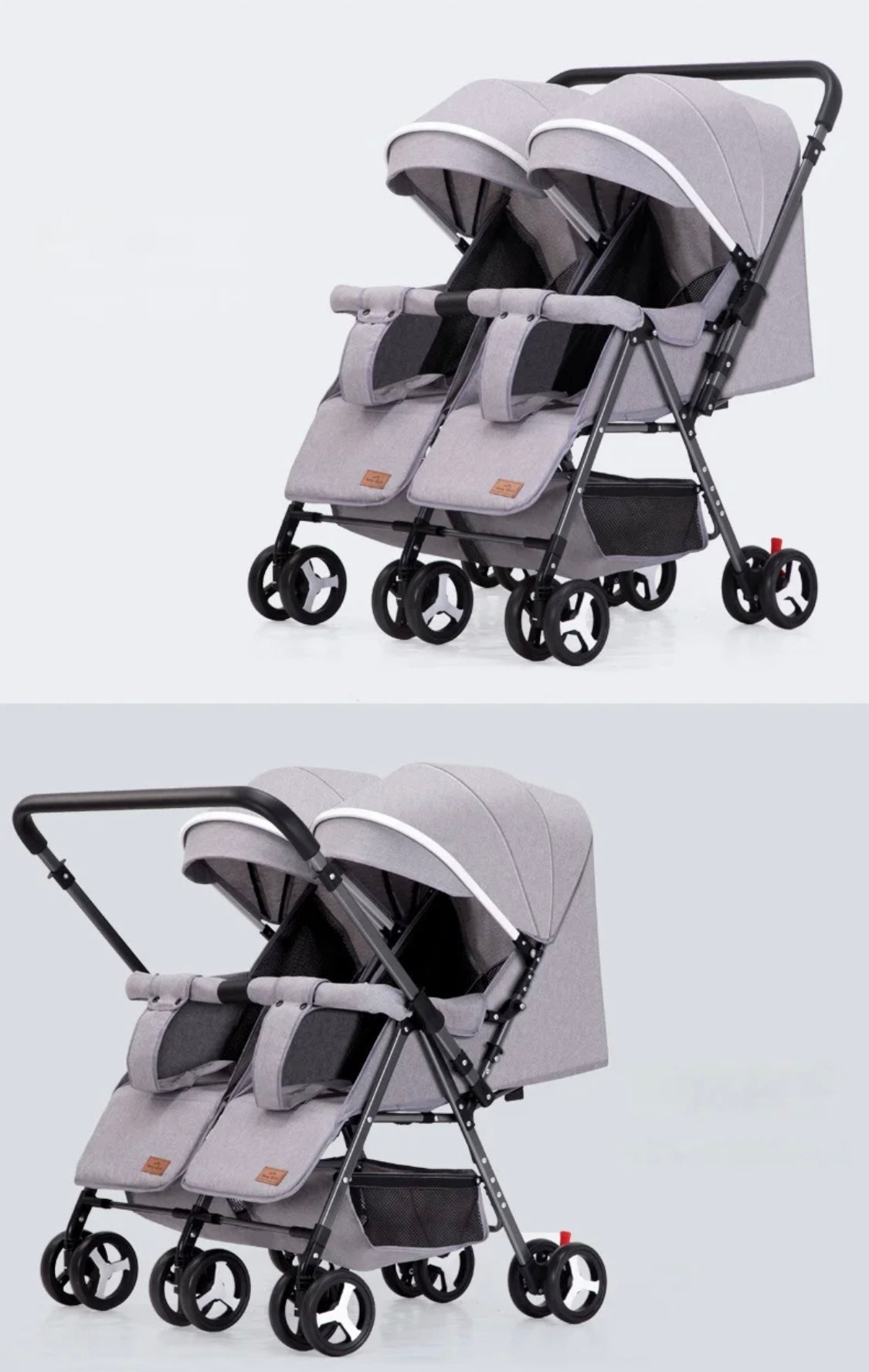 Preorder - Black 2-Way Folding Compact Double / Twin Stroller + Rain Cover