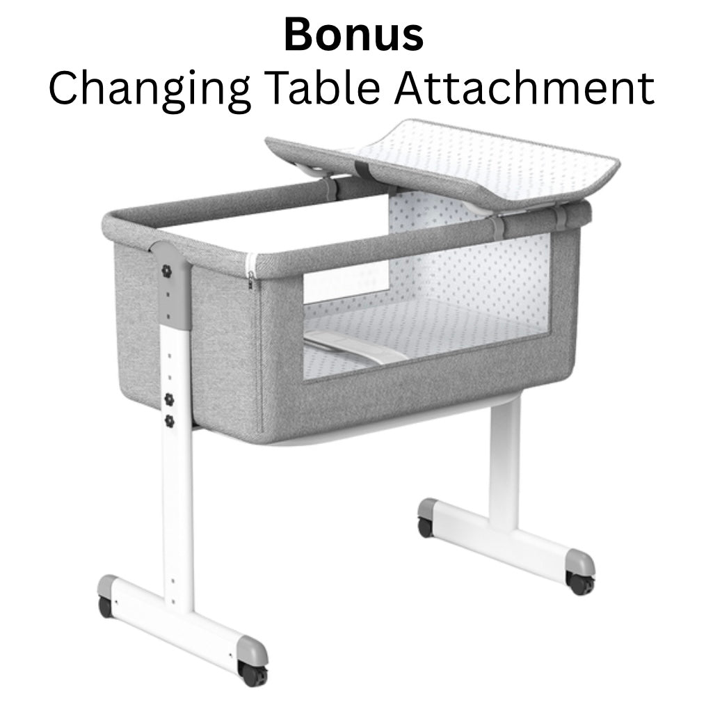 3-in-1 Bedside Bassinet & Co-Sleeper – Adjustable Height Baby Bed with Mattress