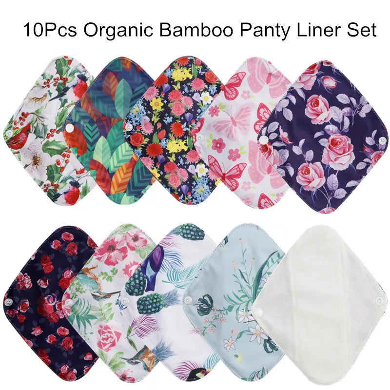 Eco-Friendly Bamboo Panty Liners - 10 Pack Reusable Menstrual Pads
