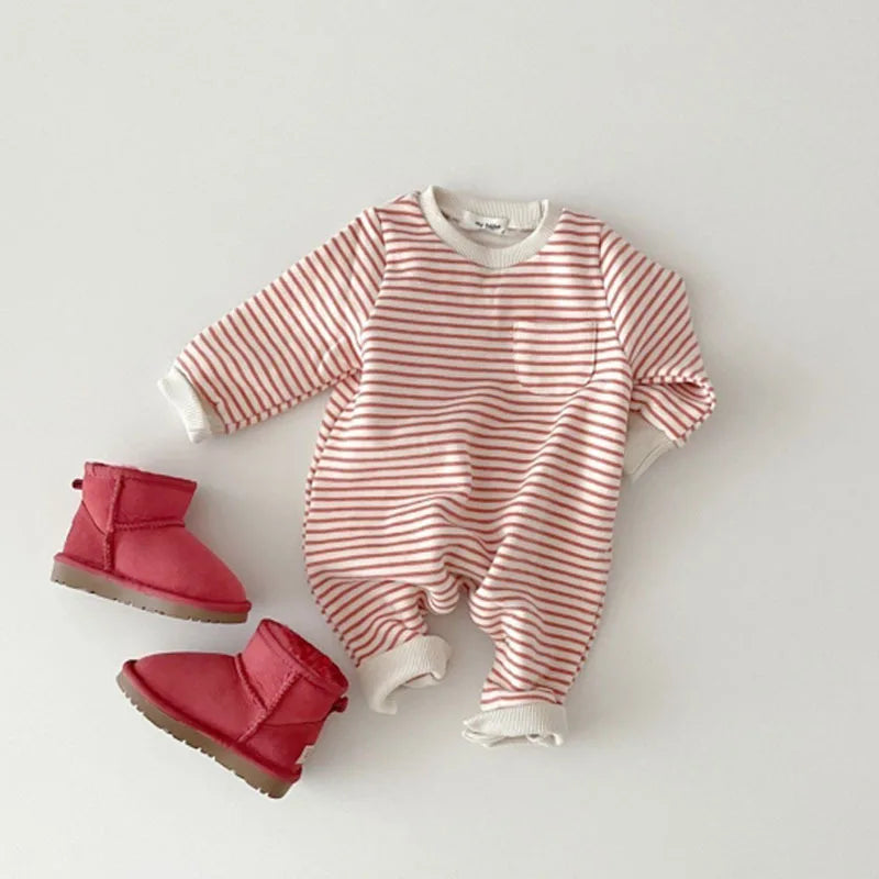 Adorable Baby Striped Romper - Cotton Jumpsuit for Boys & Girls (0-24M)