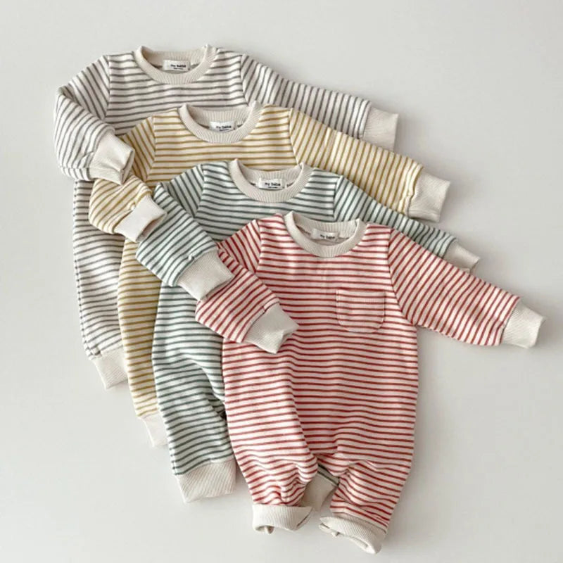Adorable Baby Striped Romper - Cotton Jumpsuit for Boys & Girls (0-24M)